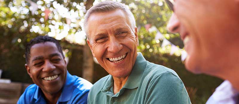 Retirees with Friends Outside